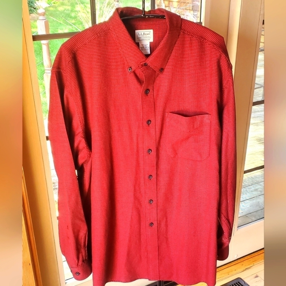 L.L. Bean Traditional Fit Flannel Rustic‎ Red Hadth Long Slv Sz XL Shirt